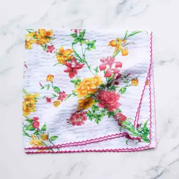 Garden Bloom Crinkle Cotton Scarf - White