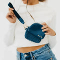 Wonderlust Woven Dual Pouch Wristlet- Denim Blue
