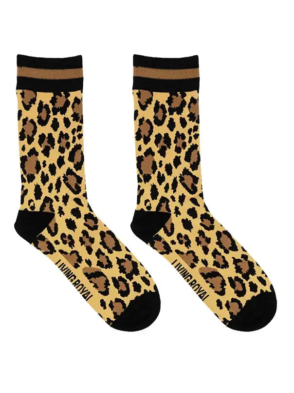 Women's Bamboo Crew Socks - Cheetah Print