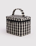 Large Cosmetic Case - Black and Cream Gingham