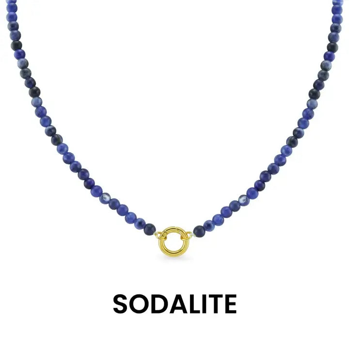 Stone Charm Keeper Necklace- Sodalite