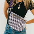 Westlyn Woven Bum Bag- Woven Checkered Purple