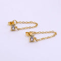 GF Baguette Cz Cable Chain  Drop Stud