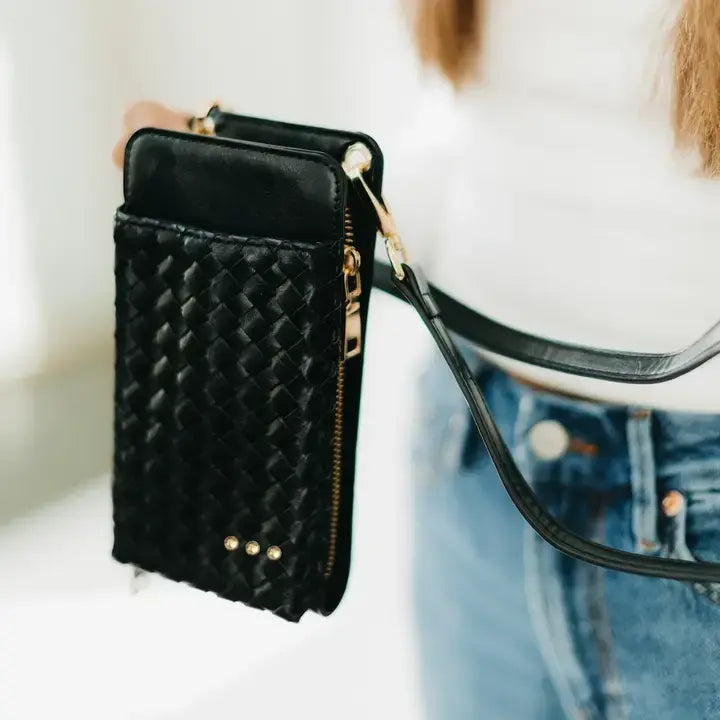 Woven Double Duty Phone Bag- Woven Black