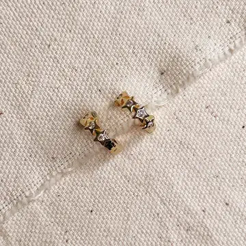 18k GF Stars Hoop Earrings 12mm