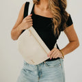 Diagonal Woven Westlyn Bum Bag- Cream