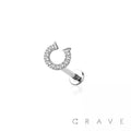 Cz Paved Horseshoe Push in Surgical Steel Labret