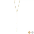 18K Gold Blank Bar Pendant Lariat Necklace