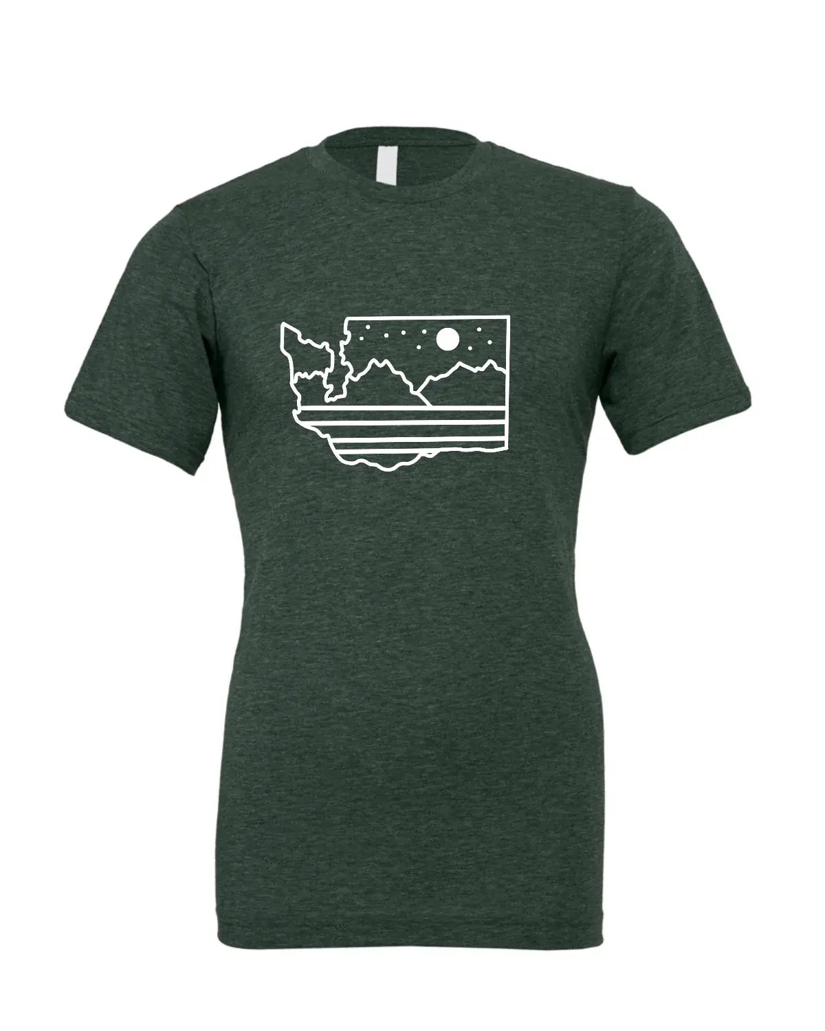 WA Mountain & Stars T-Shirt (Forest Green) - XXXLarge