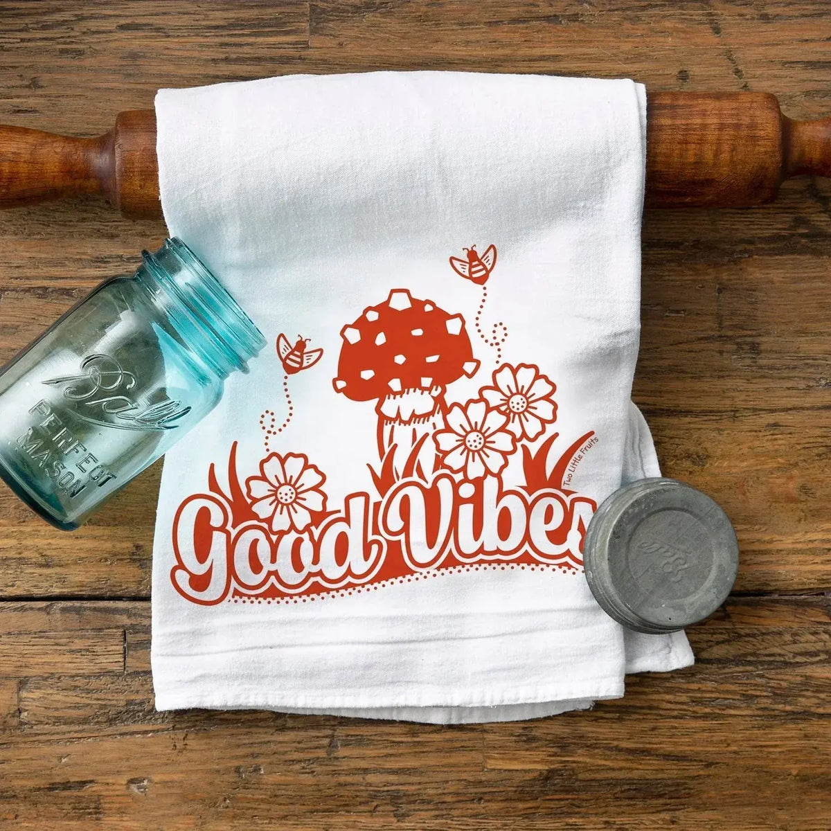 Good Vibes Mushroom Cotton Tea Towel
