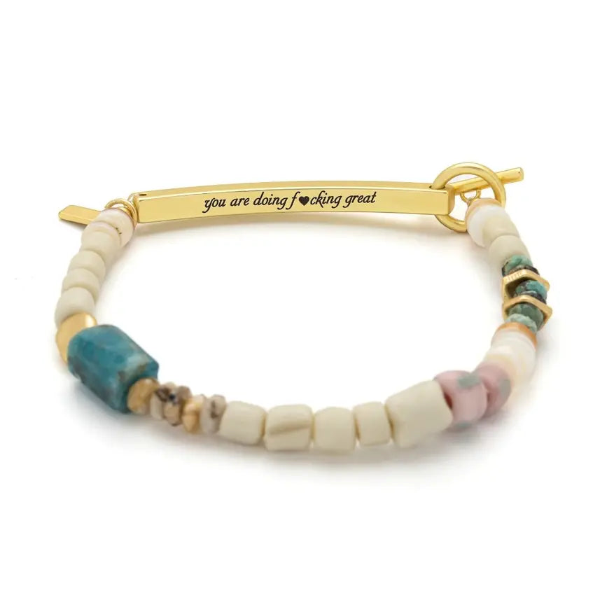 Hidden Message Bracelet - F♥Cking Great/Blue Apatite/Gold