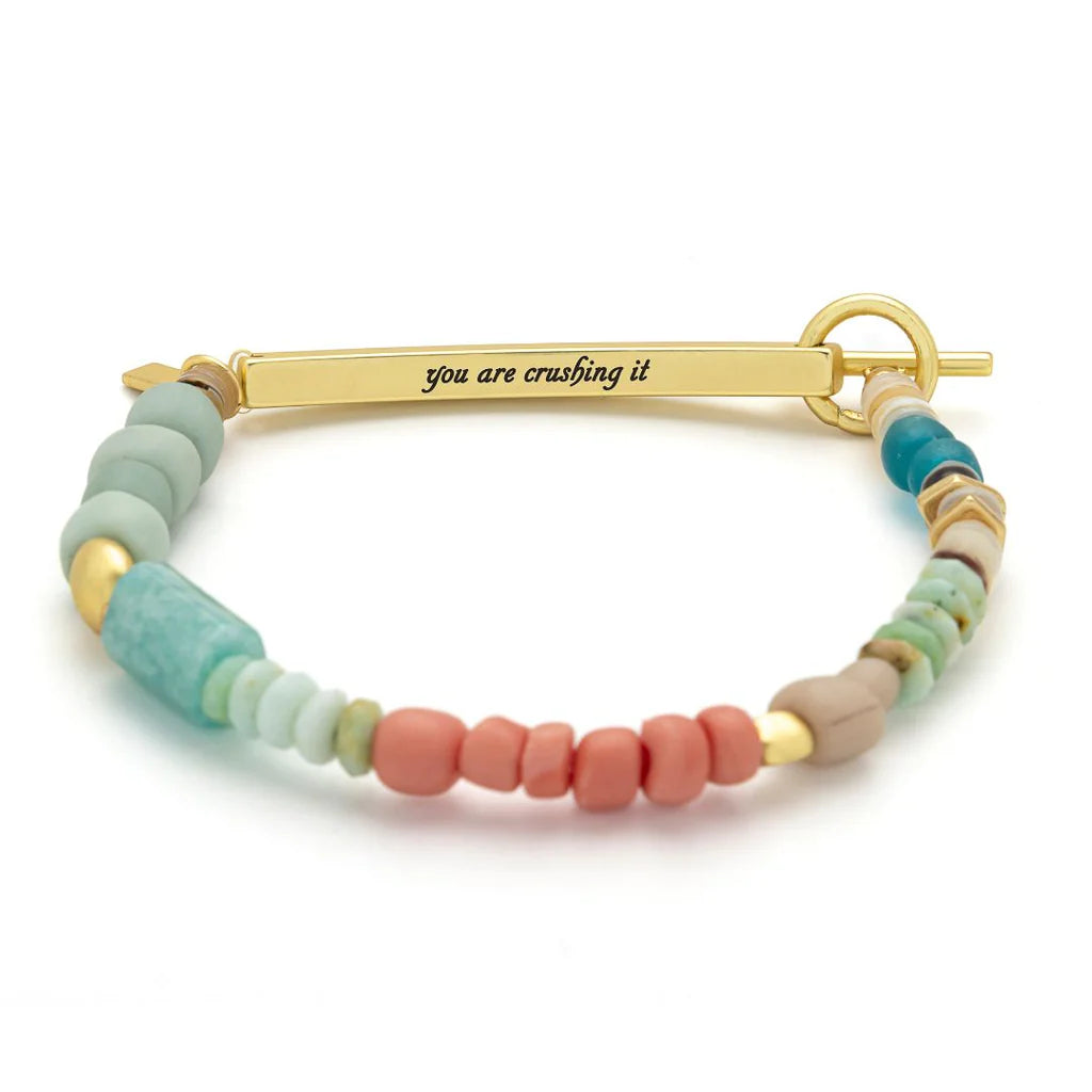 Hidden Message Bracele- Crushing It/Amazonite/Gold