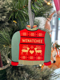 Colorful Sweater Wenatchee Ornament- Blue & Red