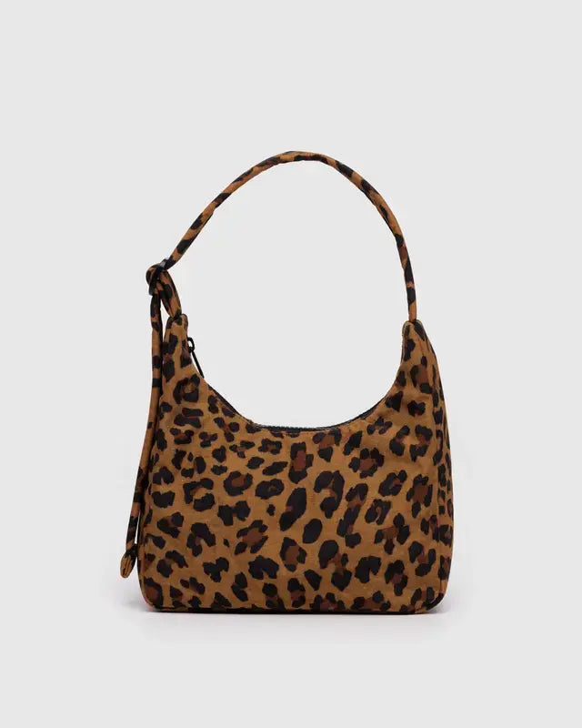 Mini Nylon Shoulder Bag- Leopard