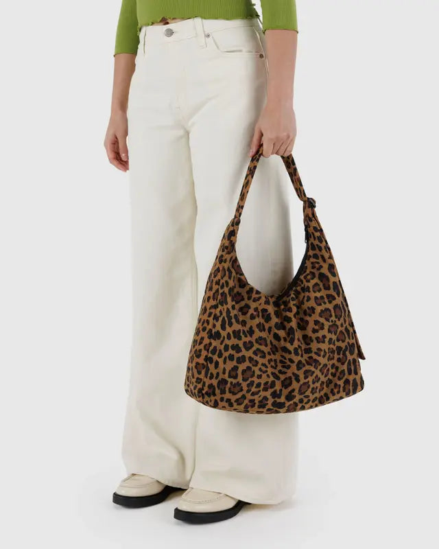 Nylon Shoulder Bag- Leopard