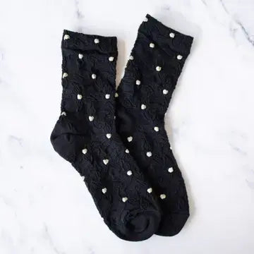 Engraving Flower Socks - Black
