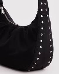 Medium Nylon Crescent Bag - Studs