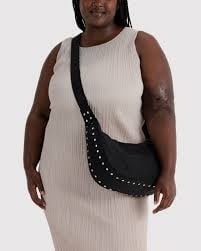 Medium Nylon Crescent Bag - Studs
