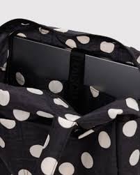 Everyday Cloud Bag - Black and Cream Polka Dot