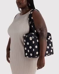 Everyday Cloud Bag - Black and Cream Polka Dot