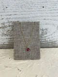 Bezel-wrapped Gemstone Necklace - Gold Ruby