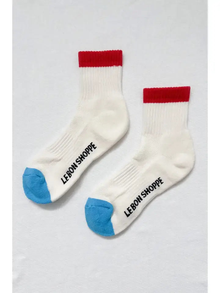 Color Block Girlfriend Socks- Blue Red