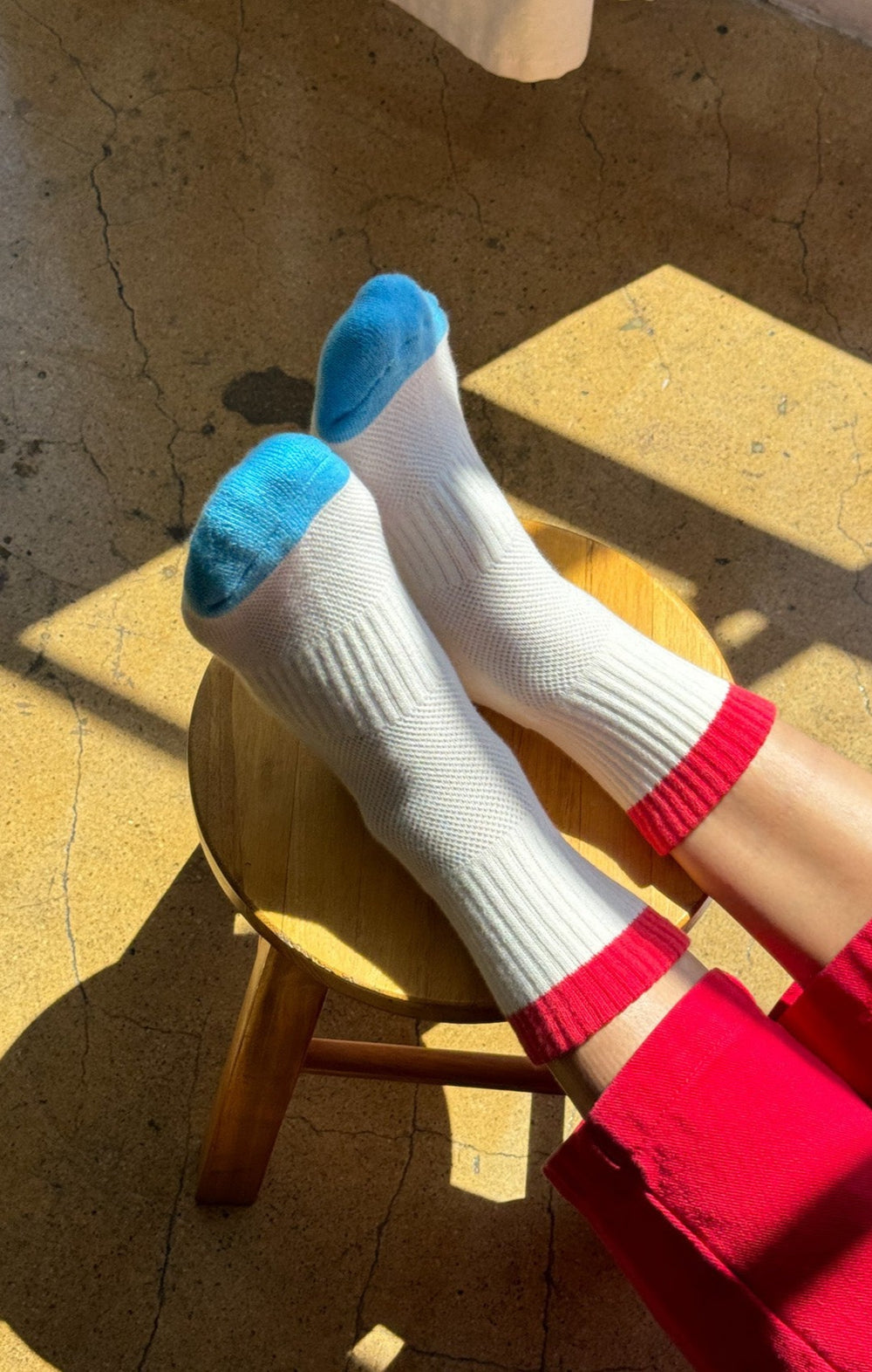 Color Block Girlfriend Socks- Blue Red