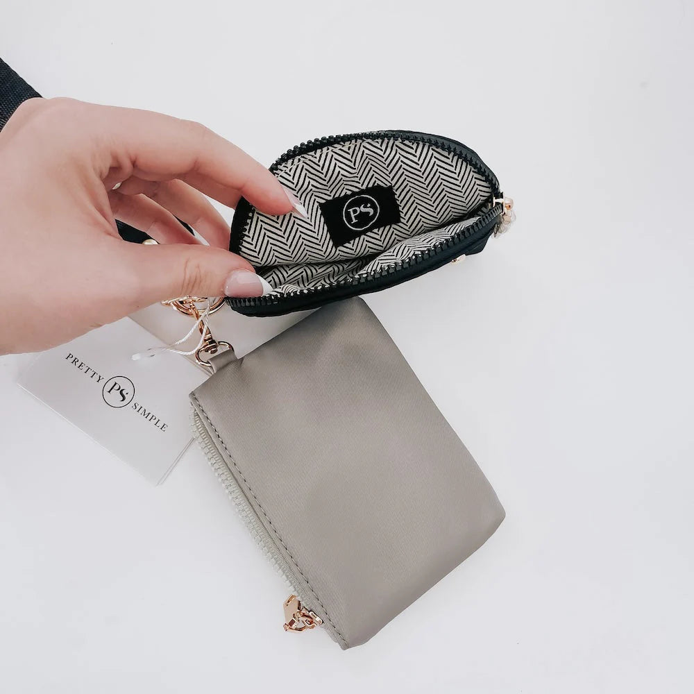 Dolly Dual Pouch Wristlet- Black/Gray