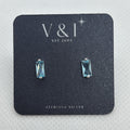 Light Blue CZ Baguette Stud- SS