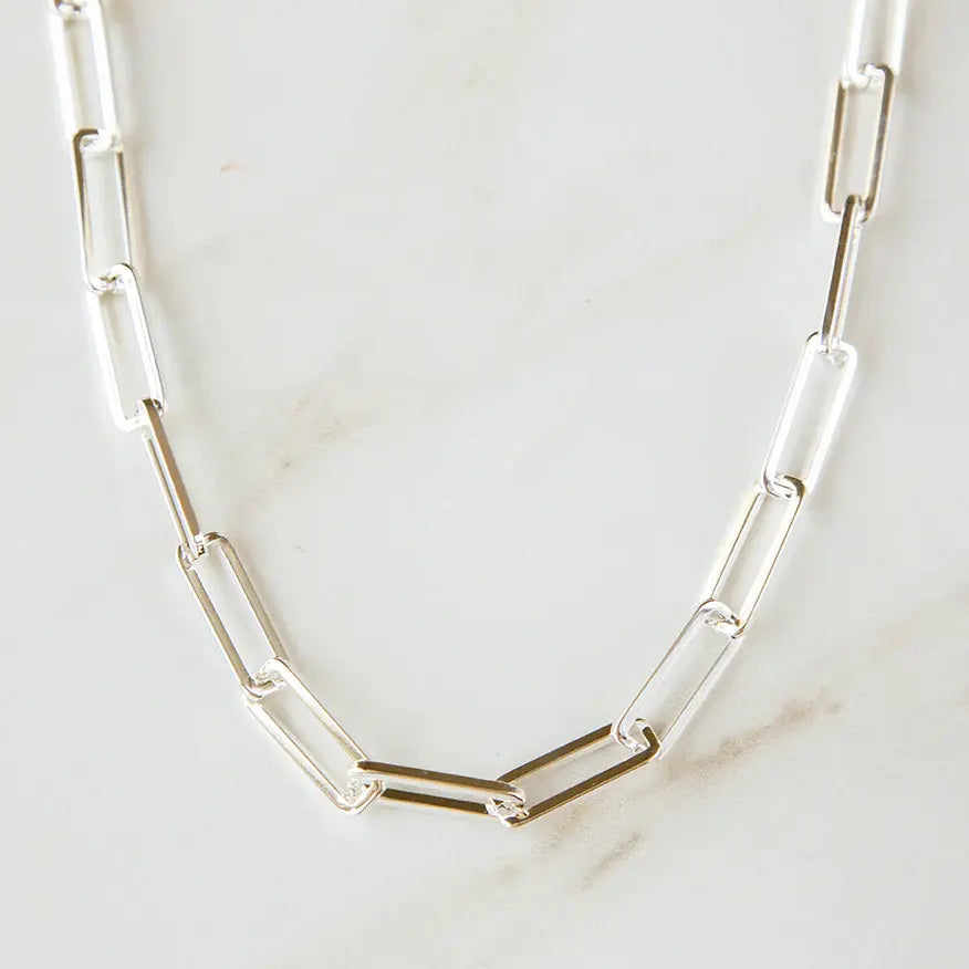 Large Box Paperclip Chain - Bright Silver