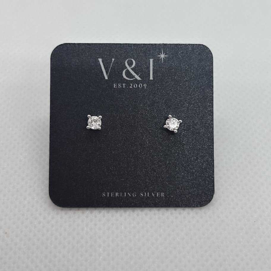 Medium Solitare CZ Stud- SS
