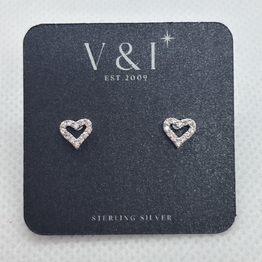 Small CZ Open Heart Stud- SS