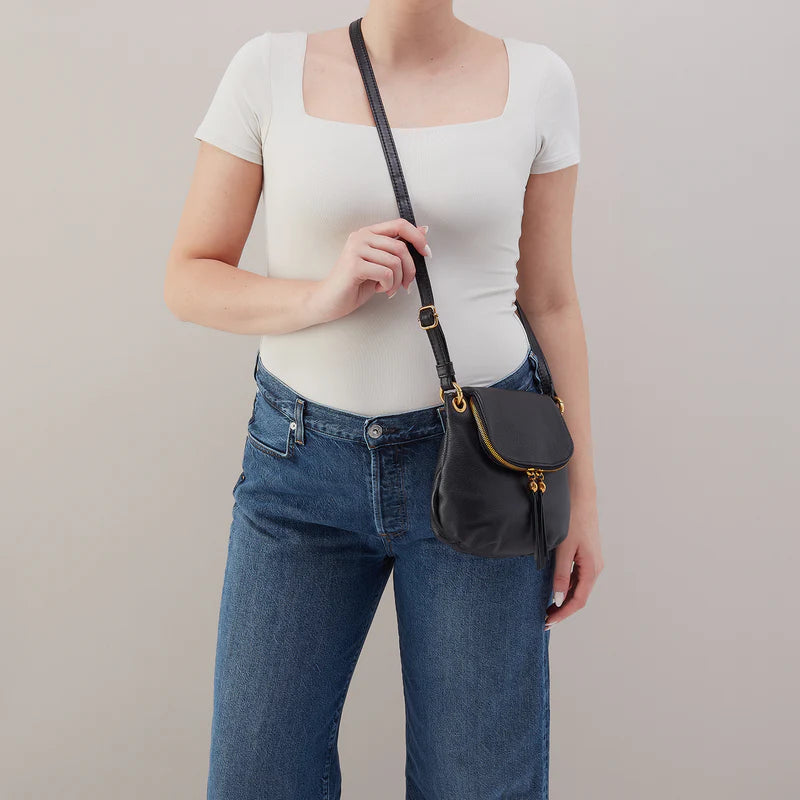 Fern Zip-Flap Crossbody- Black