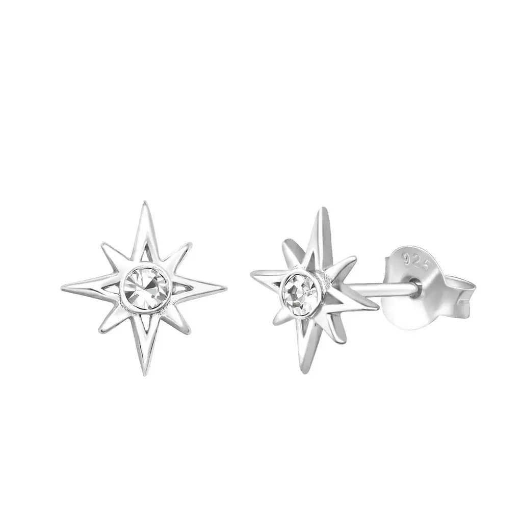 Tasi & Stowaway Silver Studs Star Crystal