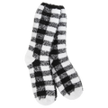 Fireside Cozy Plaid Crew- Black/White