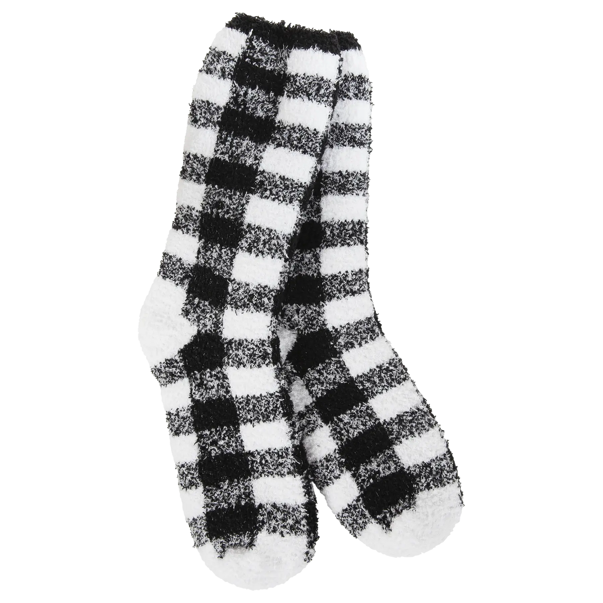 Fireside Cozy Plaid Crew- Black/White