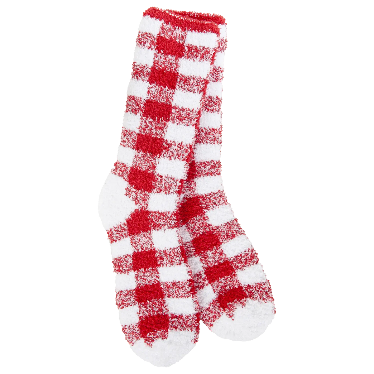 Fireside Cozy Plaid Crew- Crimson/White