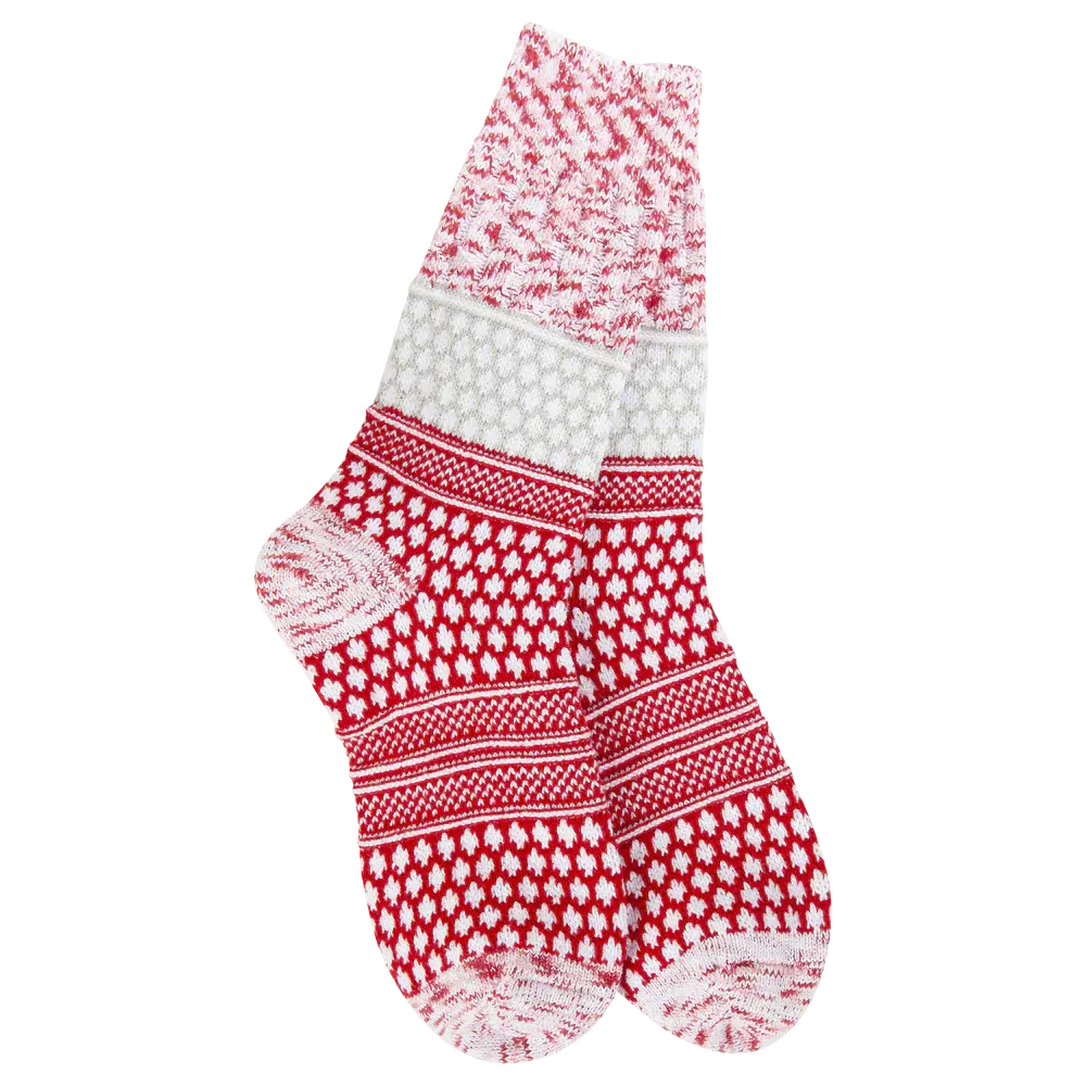 Holiday Gallery Textured Crew- Peppermint Multi
