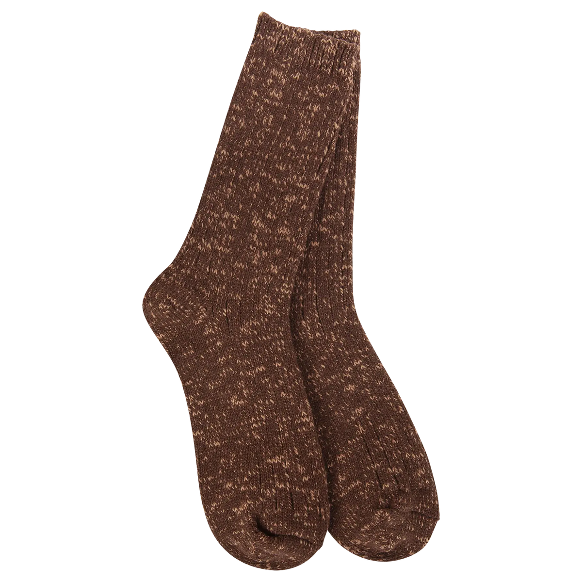 Weekend Cotton Slub Marled Crew- Coffee